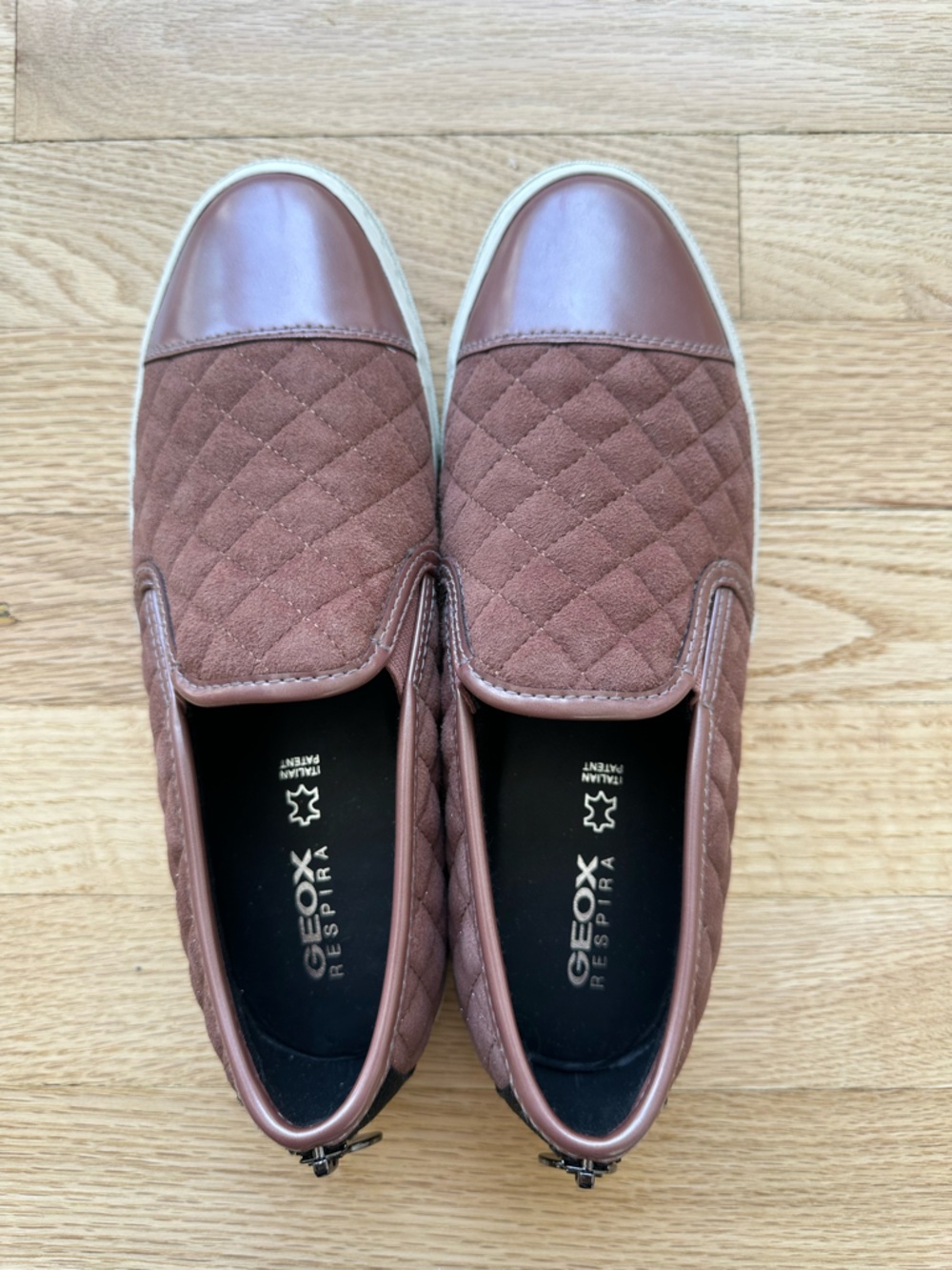 Geox Quilted Slip-On Sneakers in Brown Size 7
